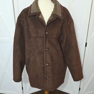 Men's Brown Faux Suede Jacket  - Impermeable By Weatherproof